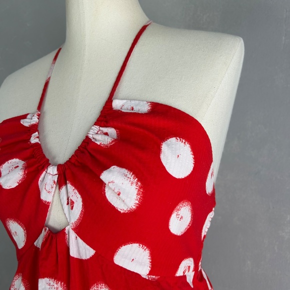 Plenty by Tracy Reese size M midi dress hi low ruffle red polka dot halter - Picture 5 of 12